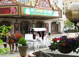 Horse drawn carriage in front of South Bend theatre